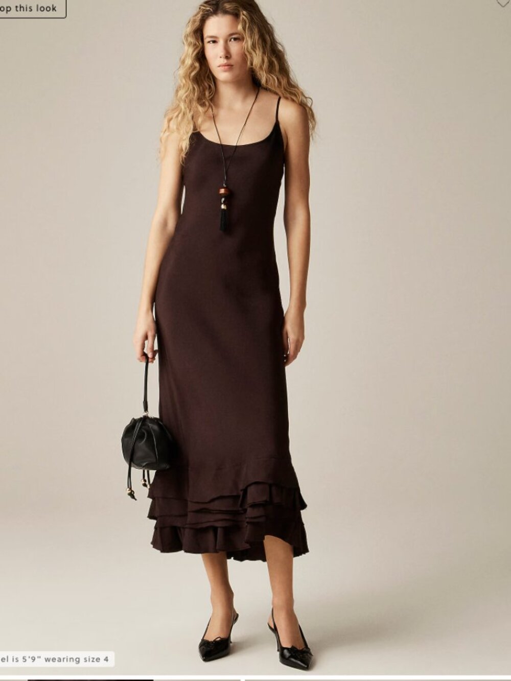 Ruffle-trim slip dress